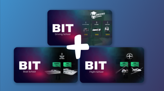 Driving + Boat + Flight School